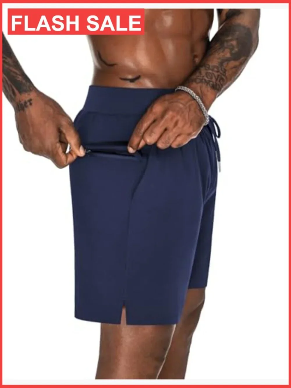 7-Inch Swim Trunks with Zip Pockets Quick-Dry Mesh Lining